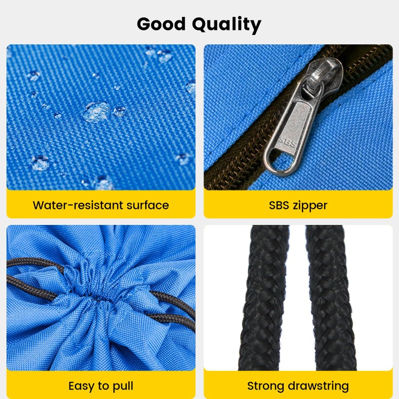 Vorspack Drawstring Backpack Water Resistant String Bag Sports Sackpack Gym Sack with Side Pocket for Men Women - Blue - Image 5